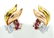 14k Rose, yellow & white gold; ruby & diamond earrings.