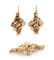 Lot: 14k gold ruby Victorian earrings & matching brooch