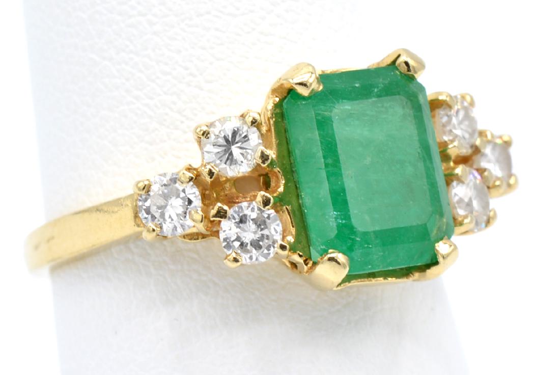 14k Yellow gold, emerald & diamond ring (1 of 2)