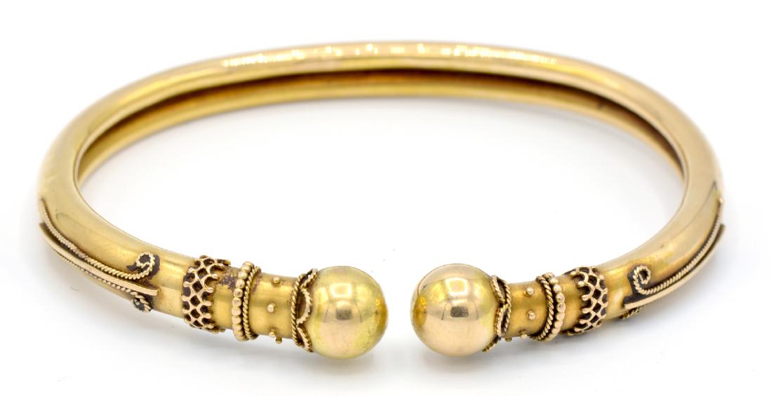 14k Yellow gold Victorian open bangle bracelet with (1 of 1)
