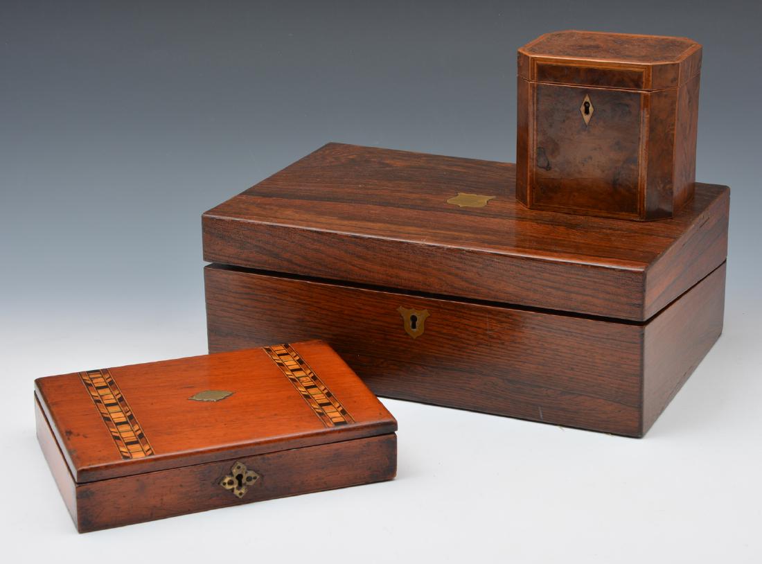 Grouping of 3 English work boxes. (1 of 2)