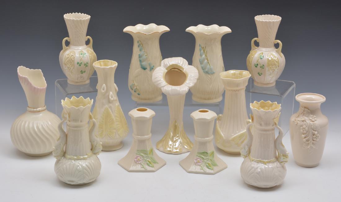 Irish Belleek Misc Vase Lot, Appx. 13 pcs. (1 of 1)