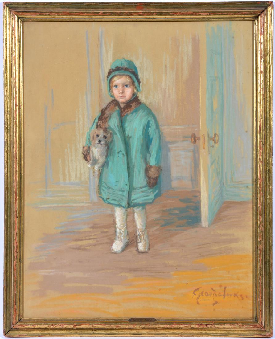 George Luks (Am, 1867-1933), Child in Blue, Pastel (1 of 6)