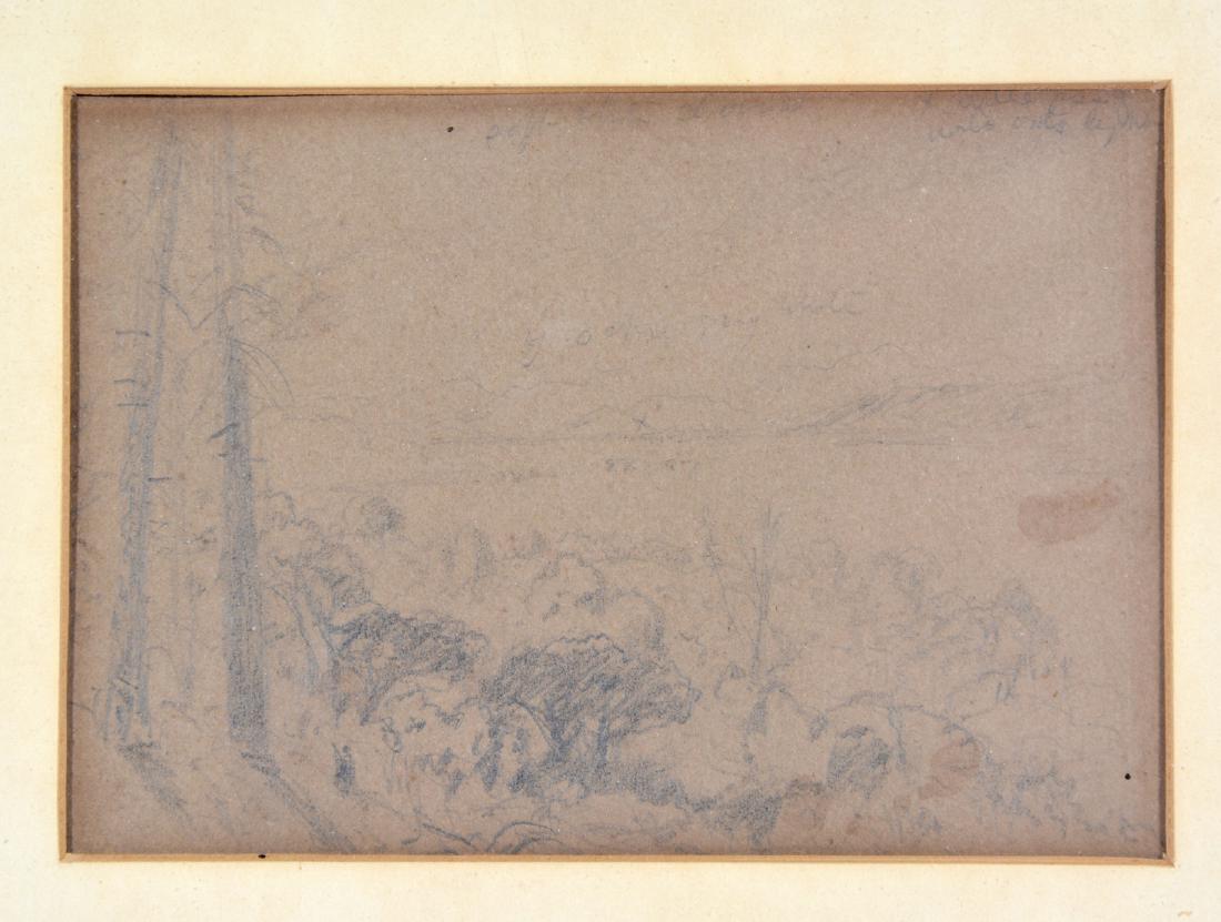 William Keith, "Golden Gate from Berkeley", Pencil: William Keith (California, 1838-1911), "Golden Gate from Berkeley", Pencil Sketch (Unsigned) with Oakland Art Museum Label on back: "An original drawing from the sketch book of William Keith 1839-1911