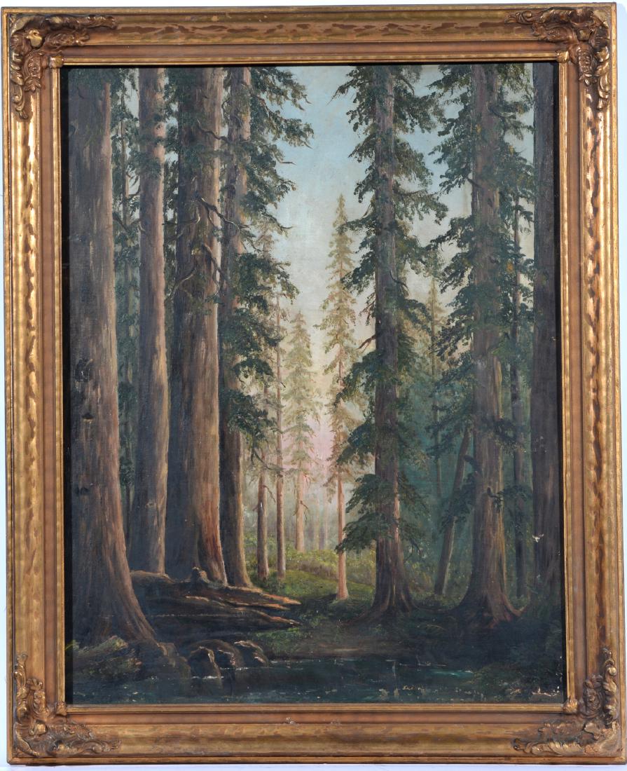 California School, "Mendocino Redwoods", oil on canvas (1 of 3)