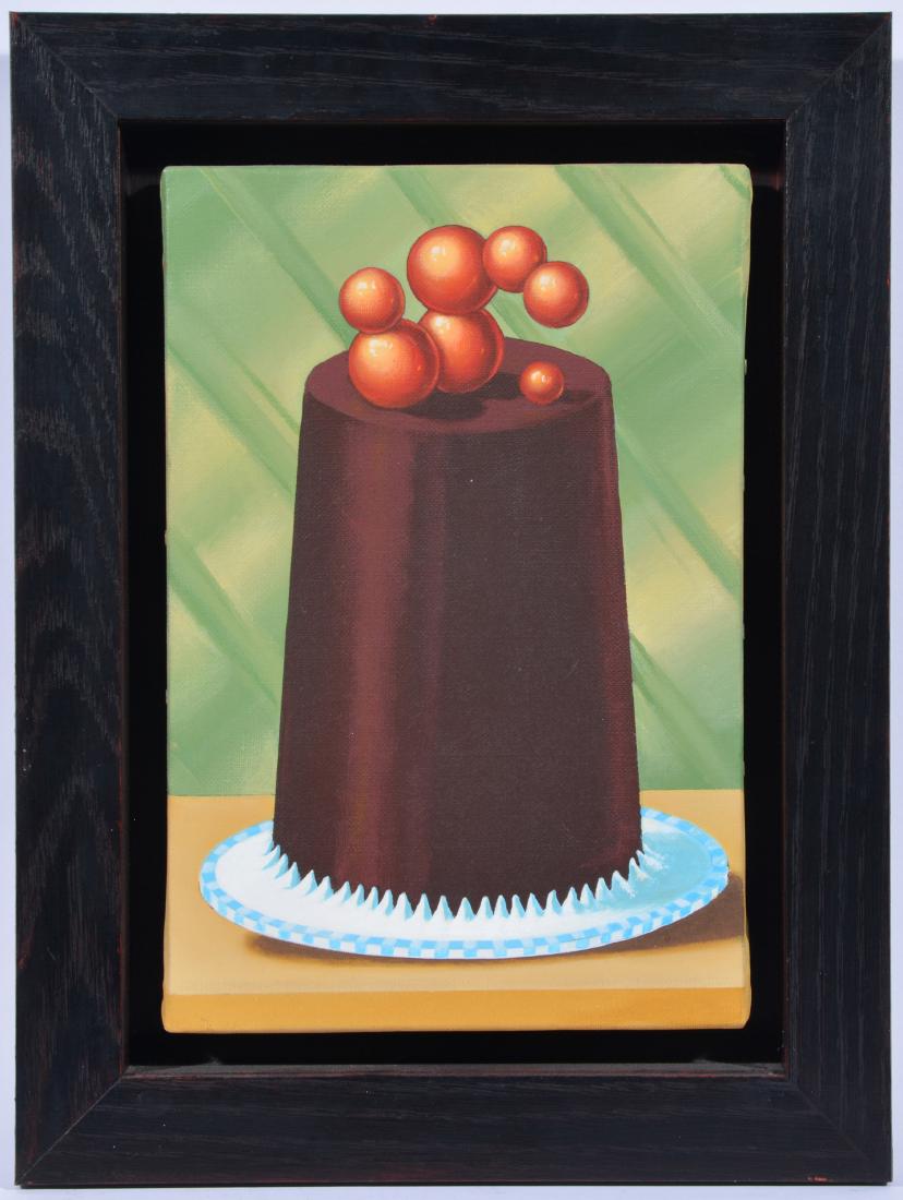 Phillipe Mayaux. "Quanticakes", 2005 , Tempera: Phillipe Mayaux, "Quanticakes", 2005, Tempera on canvas, signed titled and dated verso. 13" x 8 3/4"; frame: 18 1/4" x 14". Very good condition. Original receipt included: $11,000 - Gallerie Loevenbru