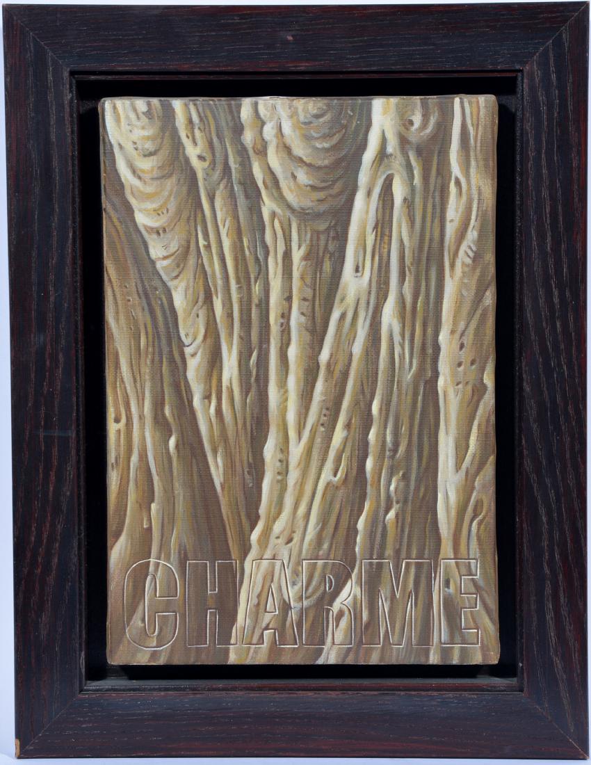 Phillipe Mayaux, "Charme", 2005, Tempera on canvas: Phillipe Mayaux, "Charme", 2005, Tempera on canvas, Charme, signed, titled and labels verso. 13 3/4" x 9 1/2"; frame: 17 3/4" x 14". Very good condition. Copy of receipt included: Gallerie Loevenbruck