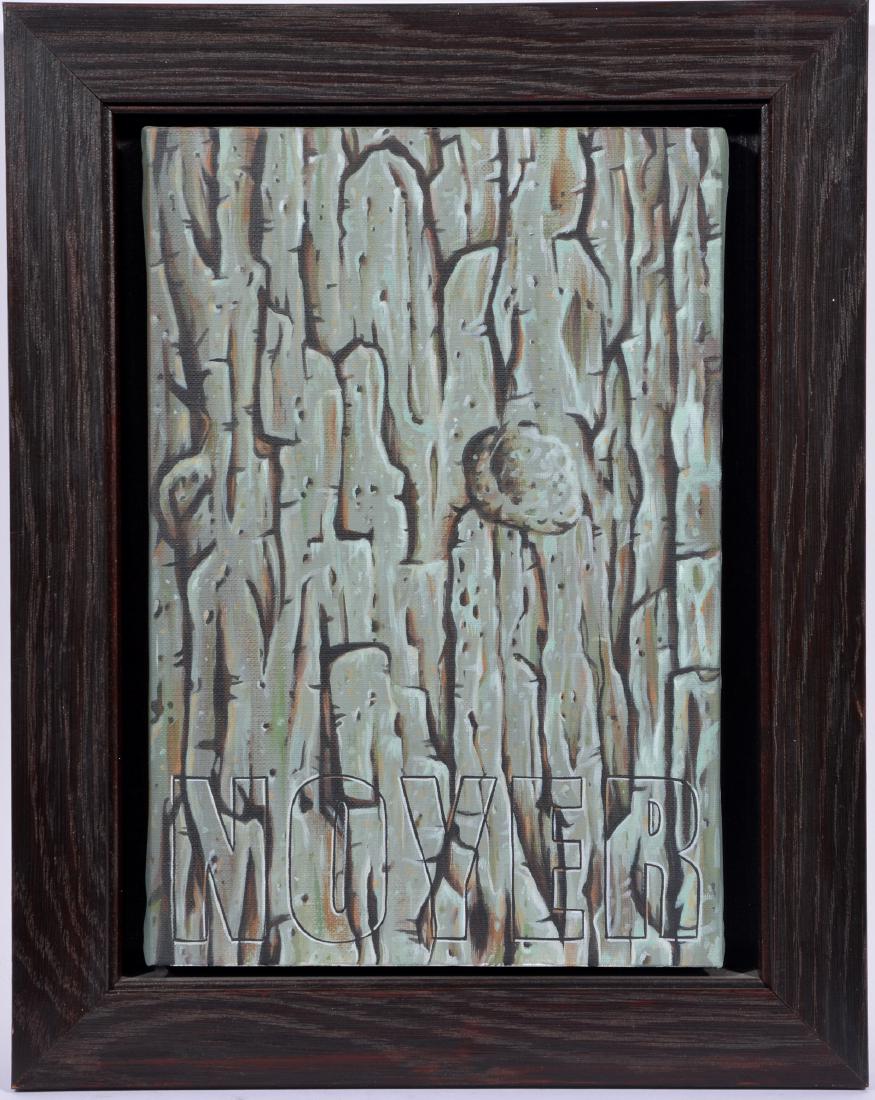 Phillipe Mayaux, "Noyer", 2005, Tempera on canvas: Phillipe Mayaux, "Noyer", 2005, Tempera on canvas, titled and label verso. Prix Marcel Duchamp, Exposition Centre Pompidou, 2006, 13 3/4" x 9 1/2"; frame: 17 3/4" x 14". Very good condition. Copy of r