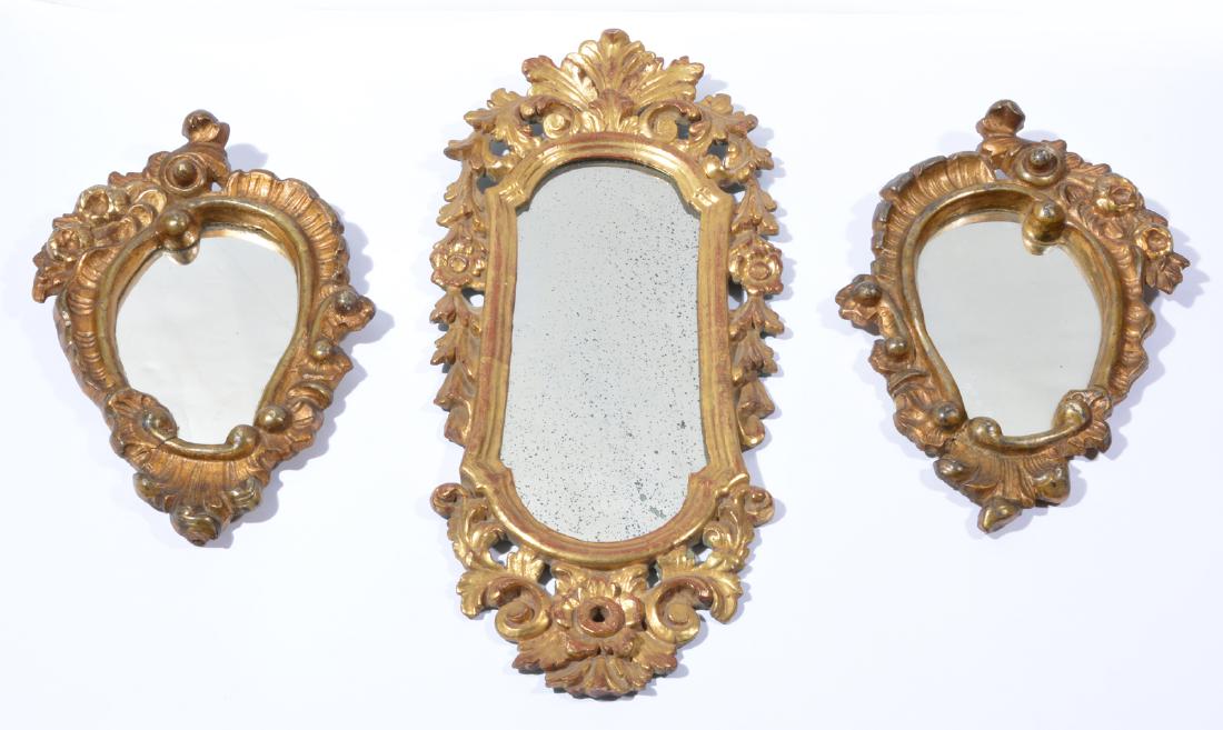Grouping of three shaped Gilt wood mirrors (1 of 1)