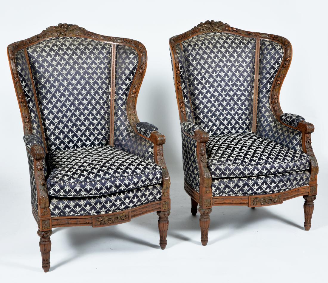 Pair of Large Carved Continental Armchairs (1 of 4)