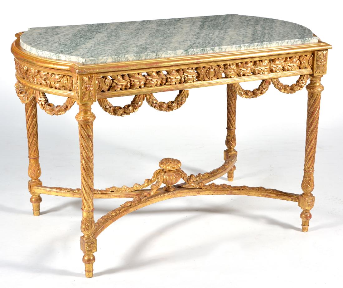 French Napoleon III Gilt Wood Table with Marble top (1 of 3)