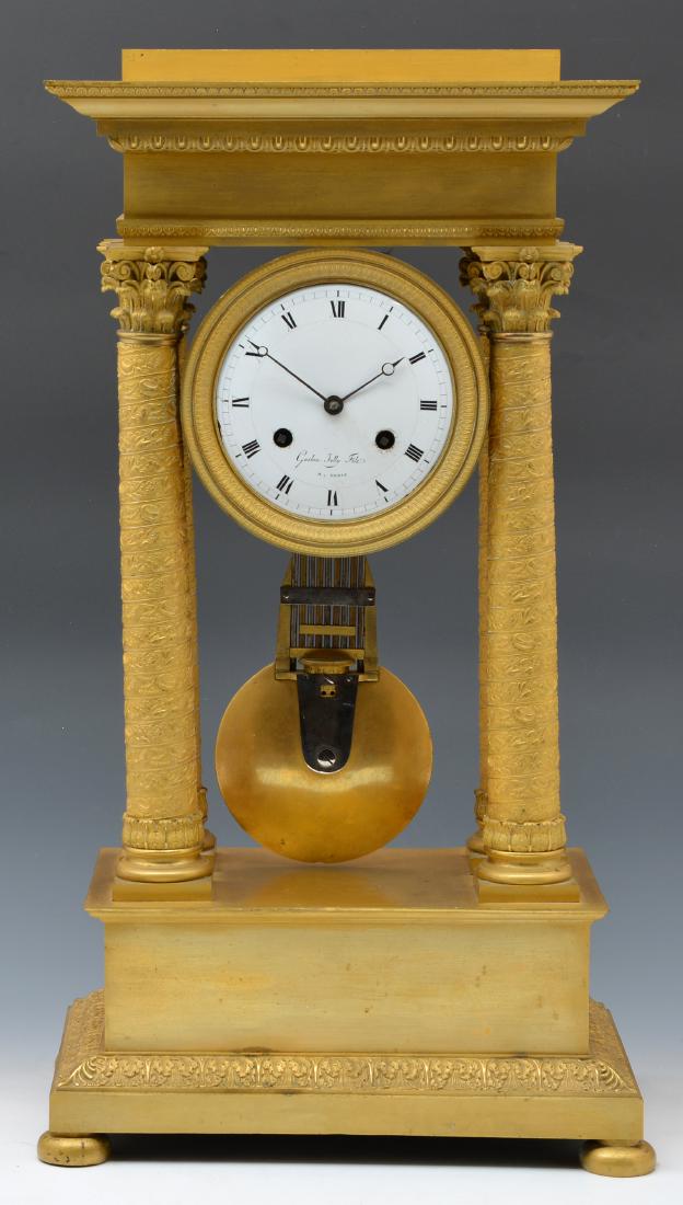 Gaston Jolly French Empire Portico Clock, 19th c. (1 of 5)