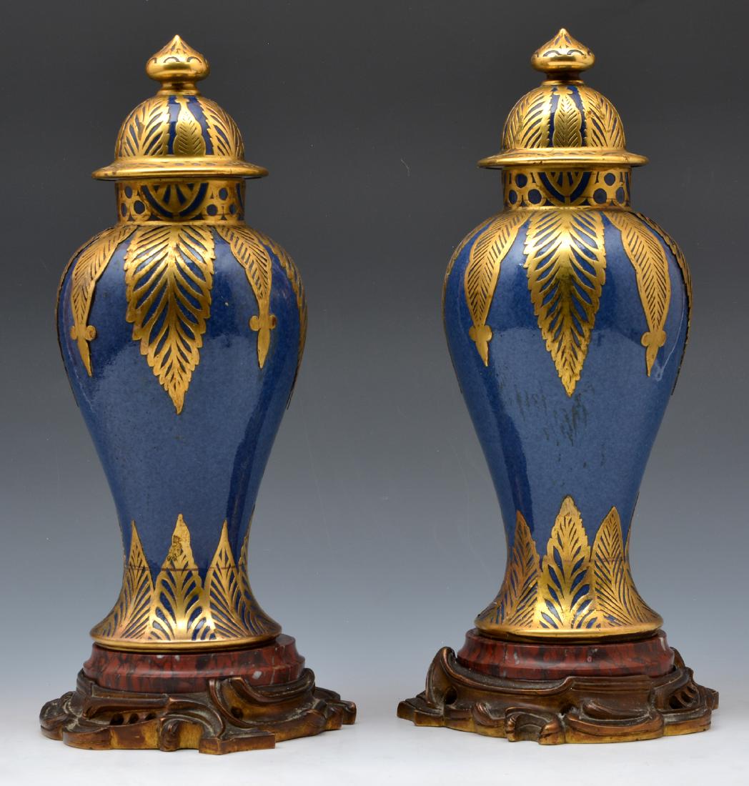 Louis XV Style Bronze & Blue Souffle Porcelain Vases (1 of 3)