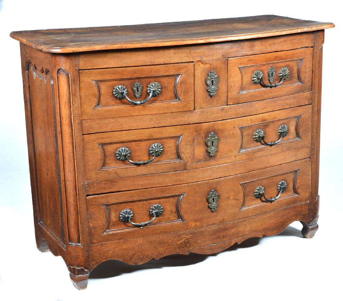 French Walnut Bowfront Chest of Drawers, 18th c. (1 of 6)