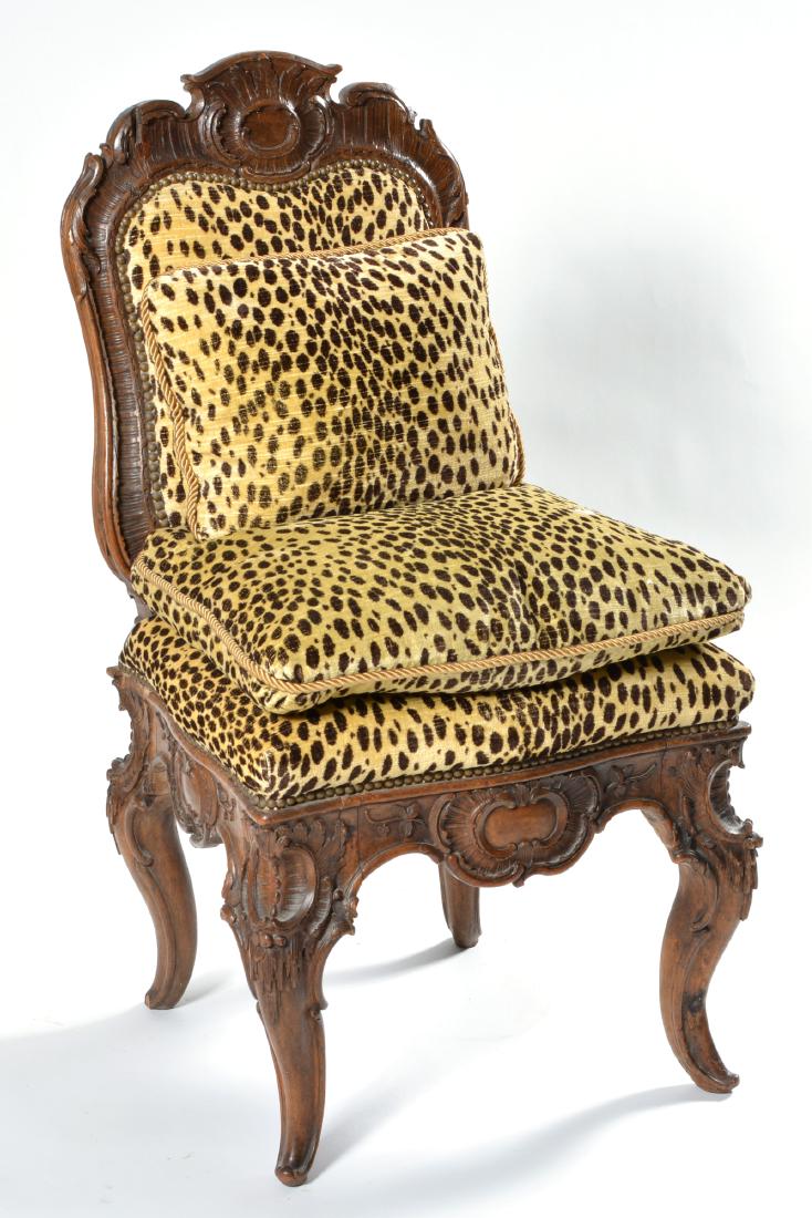 French Carved Walnut Sidechair, early 19th c. (1 of 4)