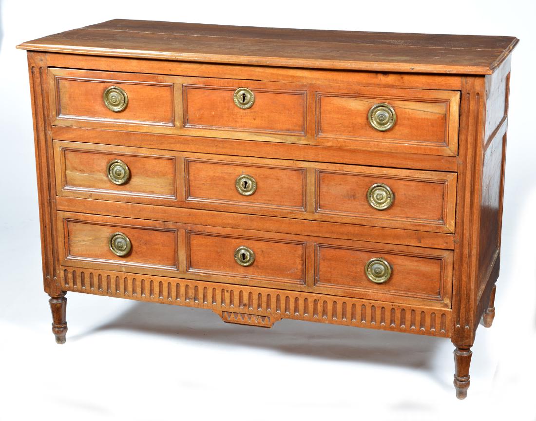 French Walnut 3 Drawer Chest, 18th/19th c. (1 of 3)