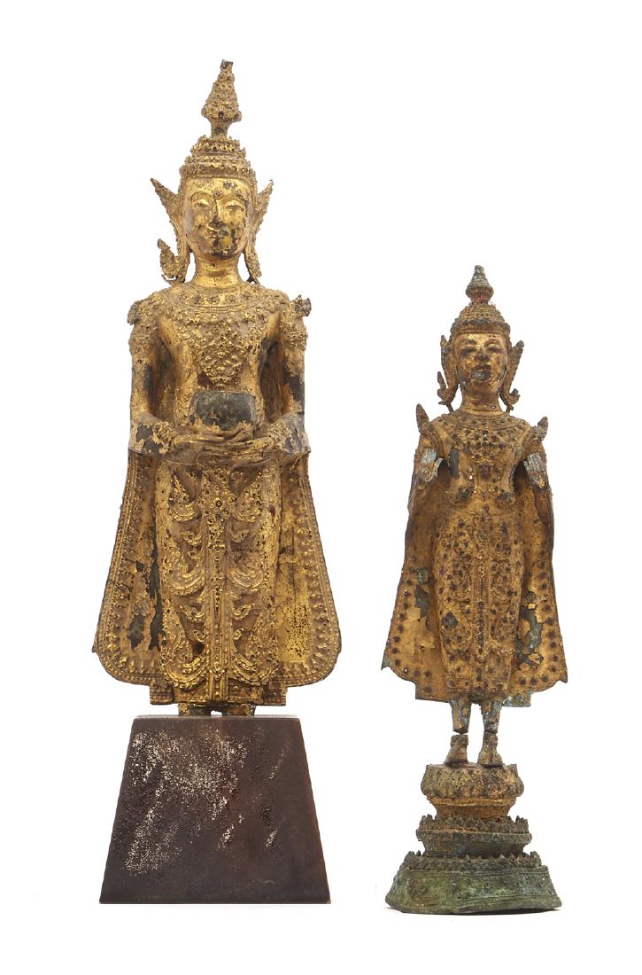 2 Thai gilt bronze Buddhas, 19th/early 20th c (1 of 3)