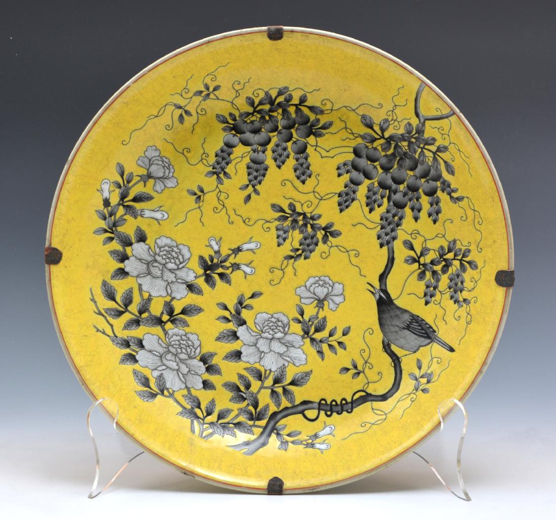 Yellow Ground Grisaille Decorated Charger (1 of 5)