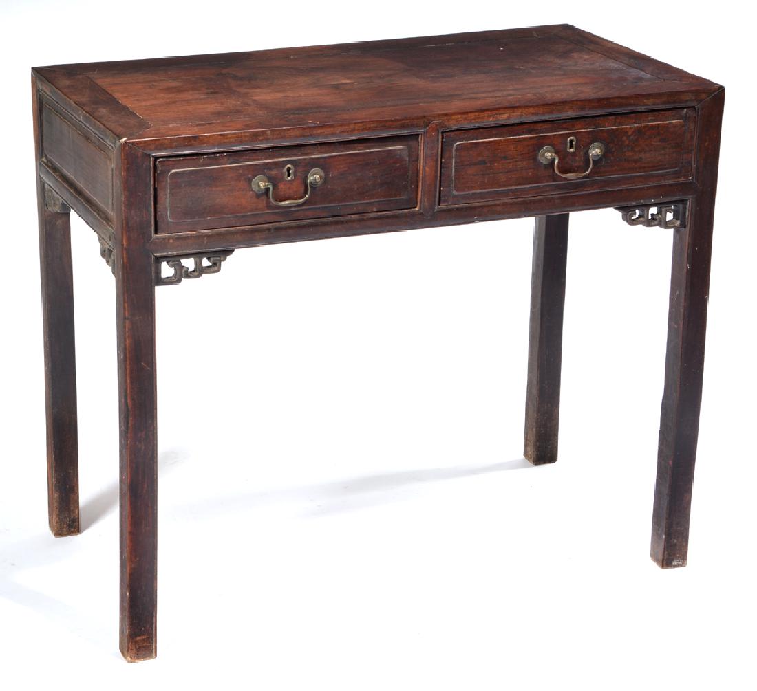 Chinese Rosewood 2 drawer table. (1 of 4)
