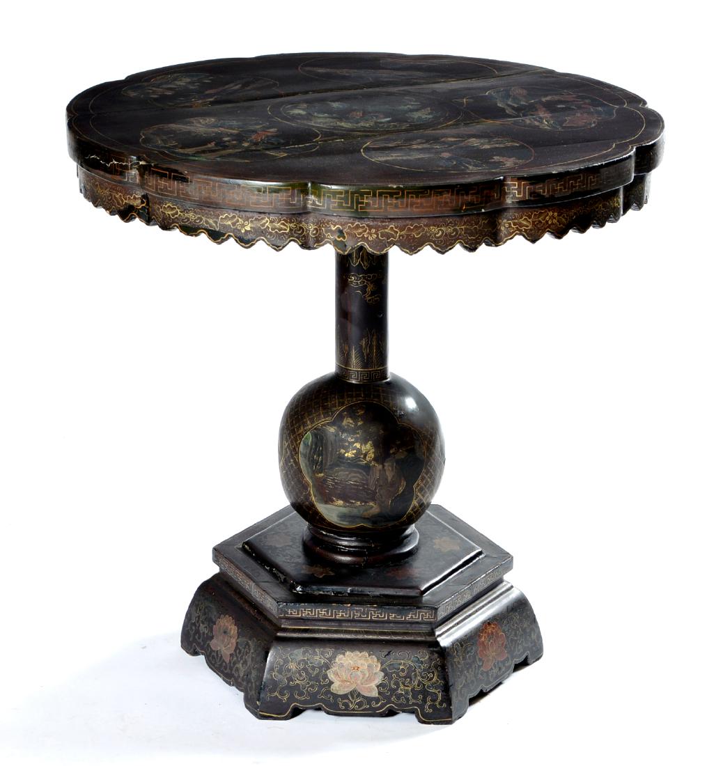 Chinese black lacquer chinoiserie table (1 of 2)