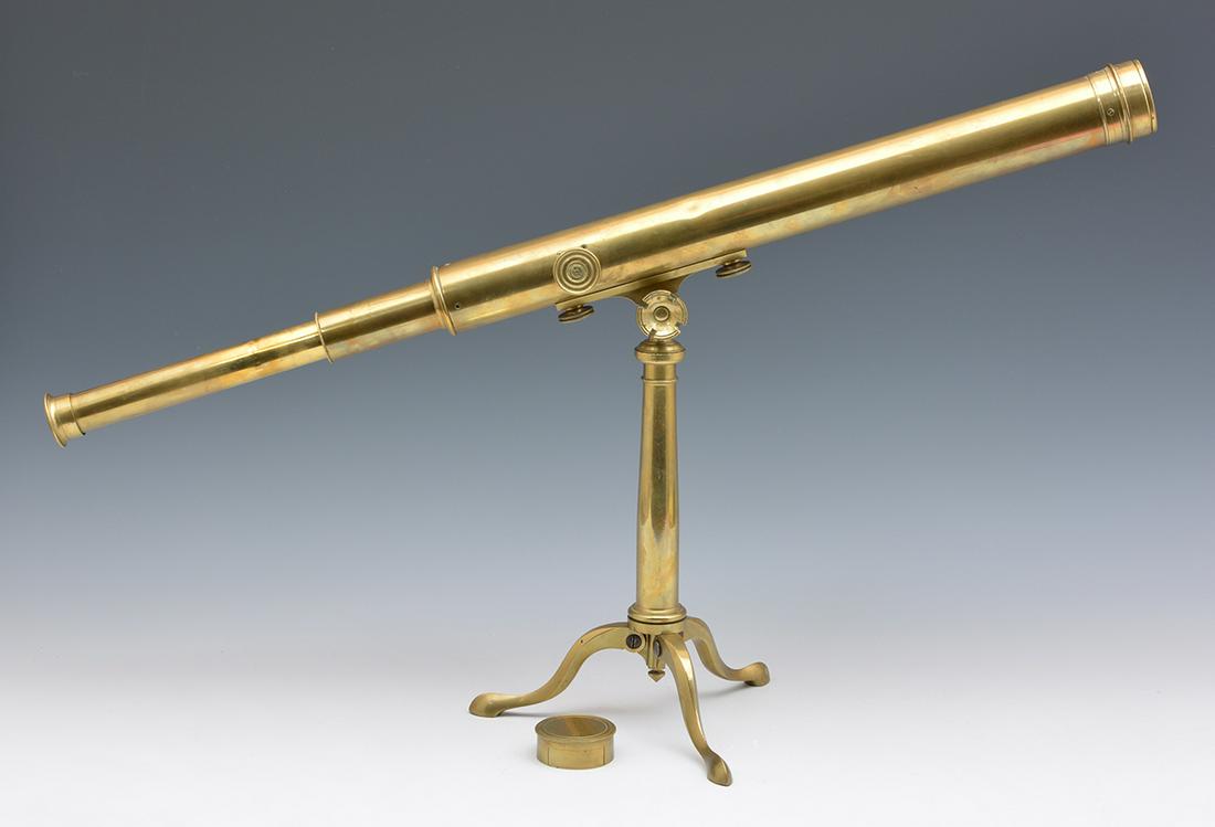 French Brass Telescope on Stand signed Victor Chevalier (1 of 3)