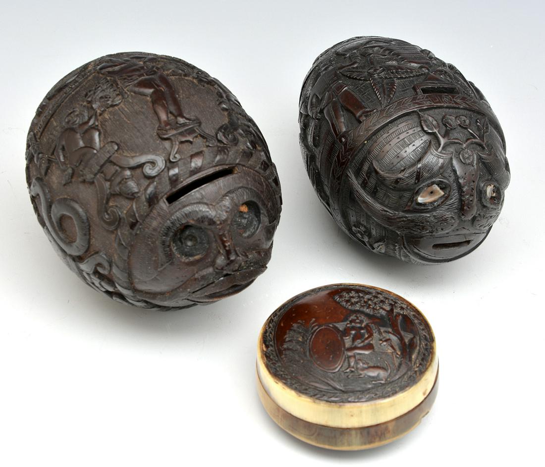 3 Coconut Shell Carvings (1 of 5)