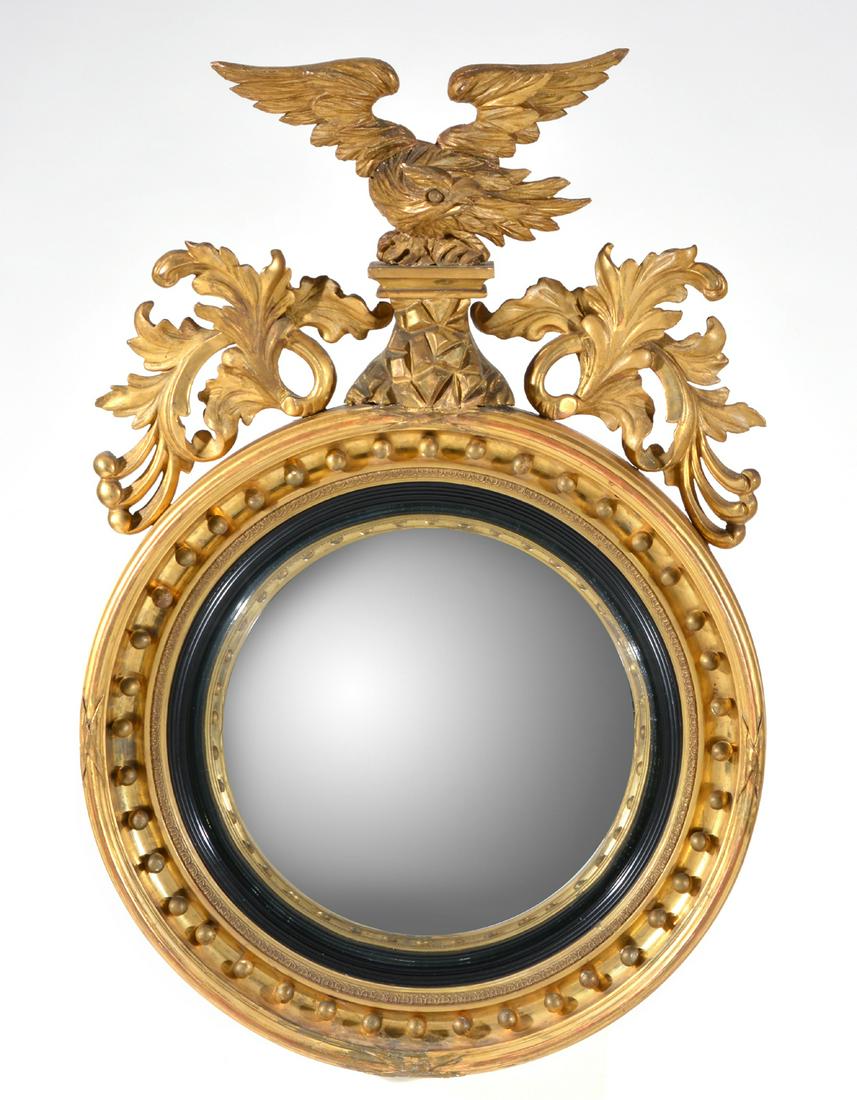 Federal Style Bull's-eye Mirror with Carved Eagle (1 of 3)