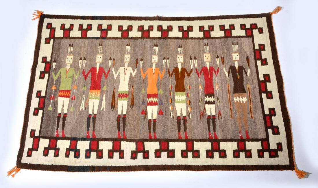 Vintage Native American Navajo Yei Rug. 62" x 41" (1 of 4)