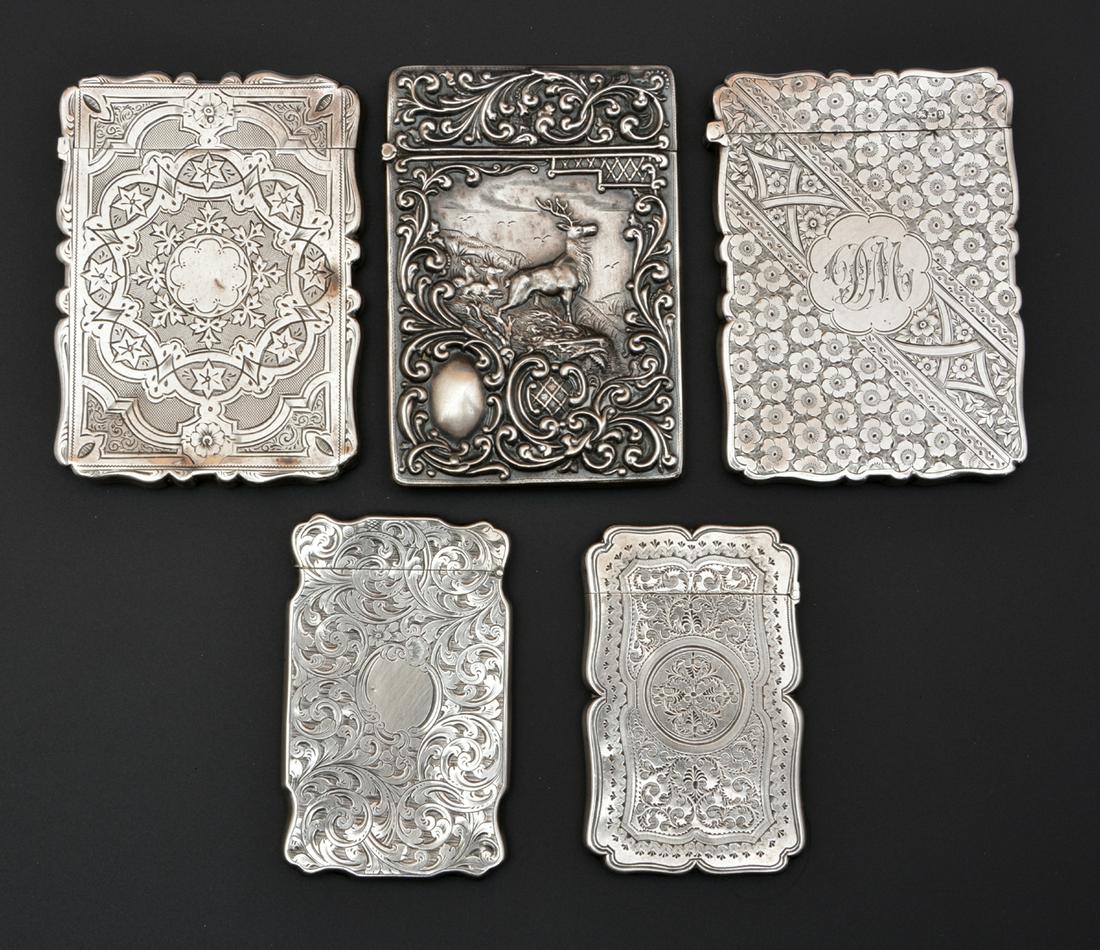5 English Sterling Silver Calling Card Cases (1 of 2)