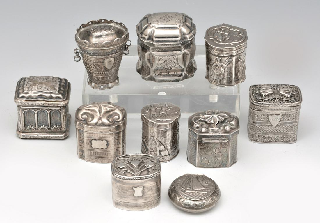 10 English & Continental Silver Small Trinket Boxes (1 of 3)