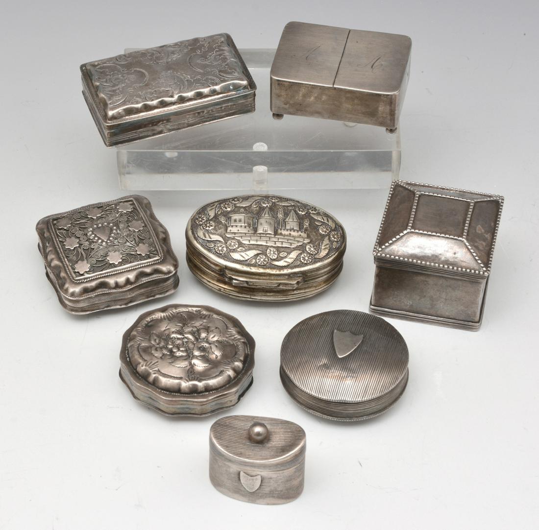 8 Early Continental Silver Covered Pill Boxes (1 of 1)
