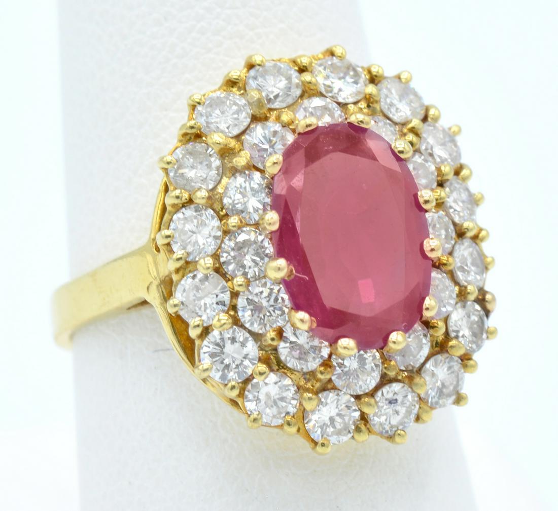 18k Yellow gold ruby & diamond ring ballerina ring (1 of 2)