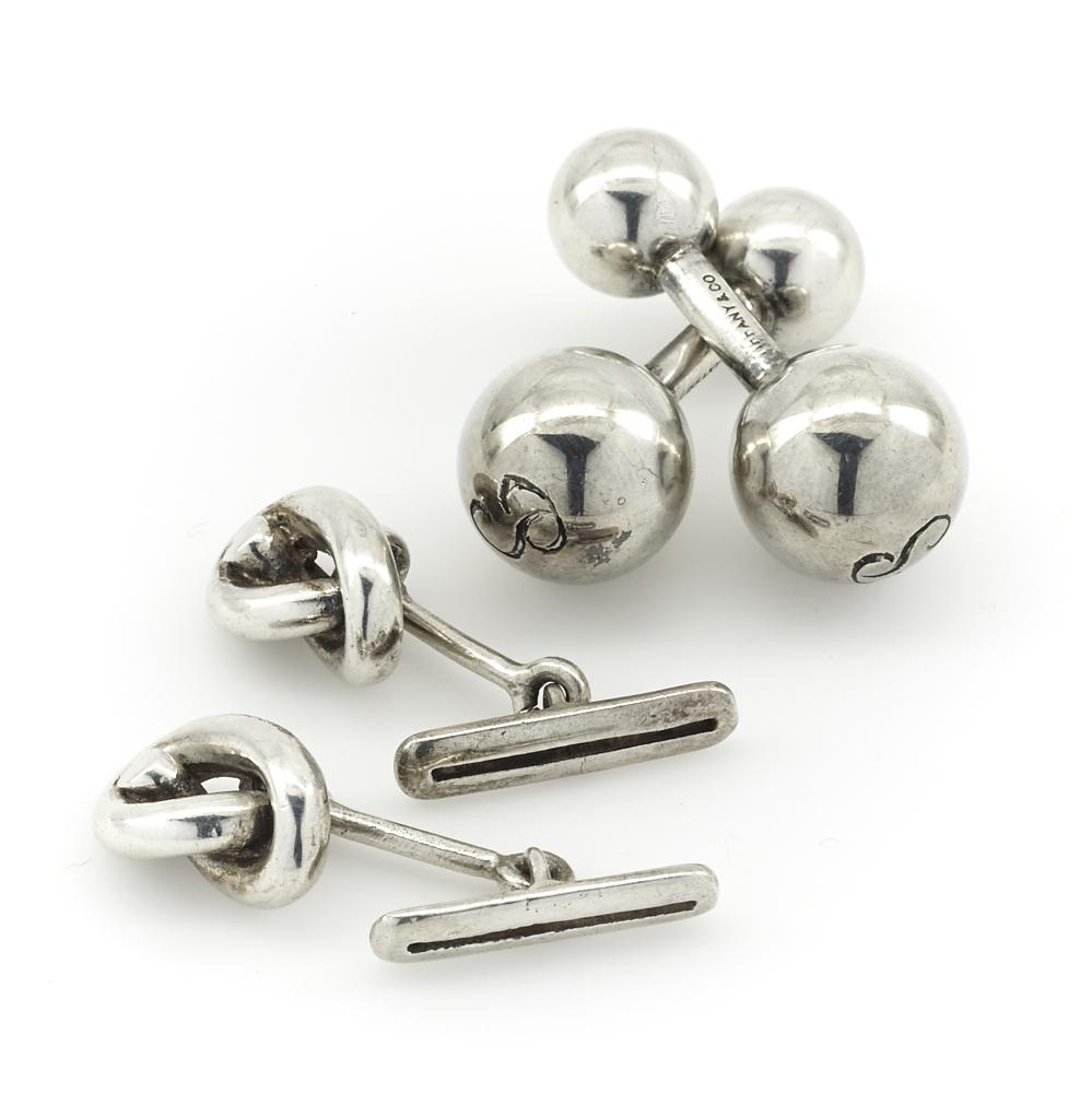 Lot: 2 pair Gucci & Tiffany & Co. sterling cufflinks (1 of 2)