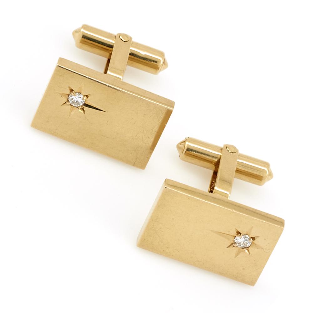 14k Yellow gold diamond cufflinks (1 of 1)