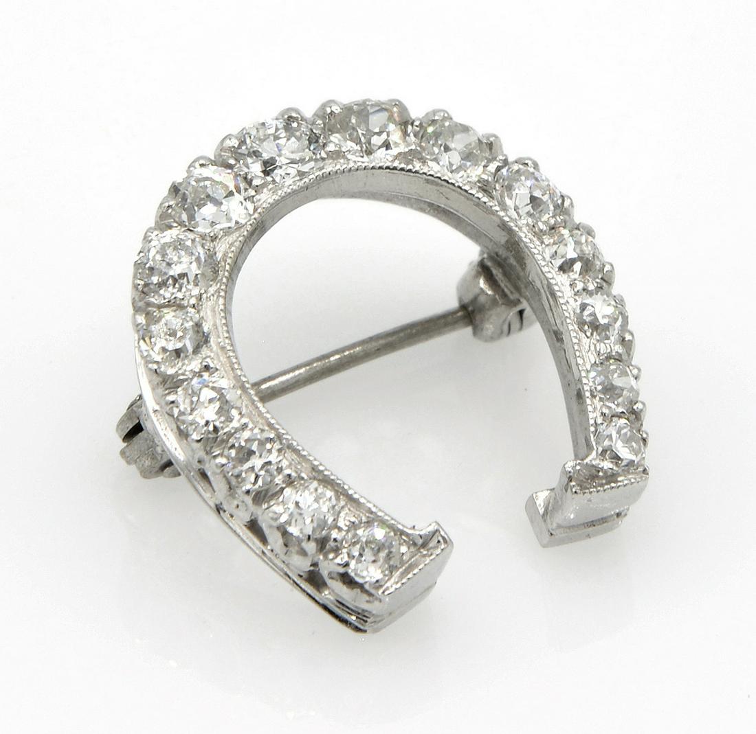 14k White gold and diamond horseshoe pin/brooch (1 of 2)