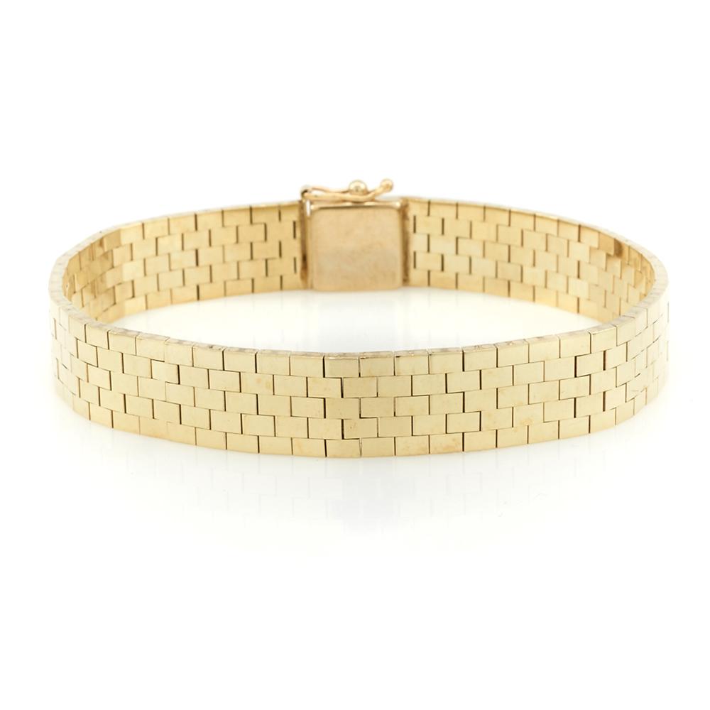 14k Yellow gold bracelet, high polish brick link, (1 of 1)