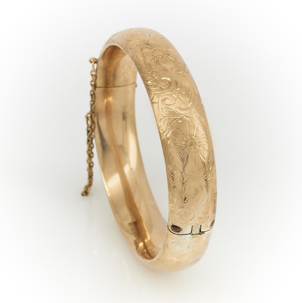 14k Yellow gold engraved bangle bracelet (1 of 1)