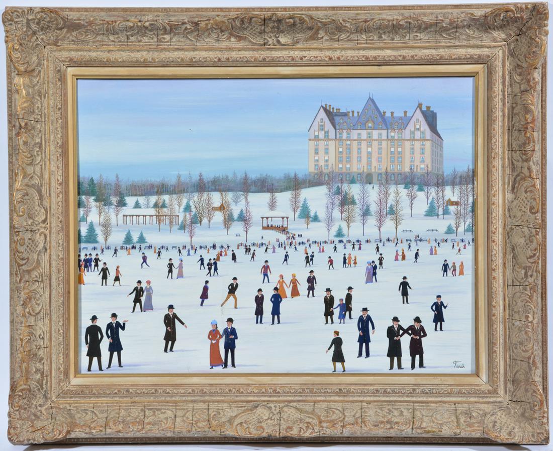 Fanch Ledan Painting, Skaters, Central Park, 1978, o/c (1 of 6)