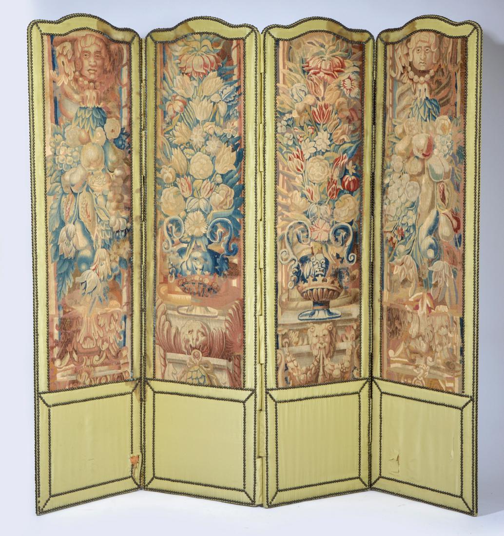 18th C Continental Tapestry 4 Panel Screen (1 of 6)