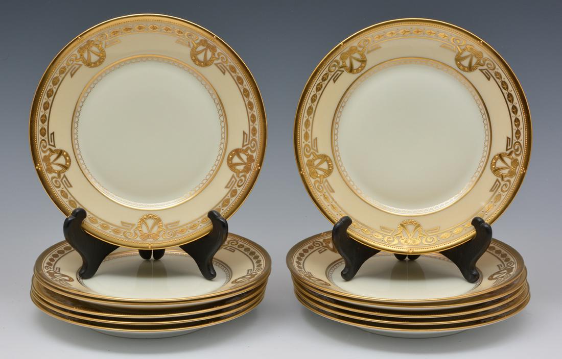 12 Dresden "Made in Saxony" Plates with gold and cream (1 of 3)