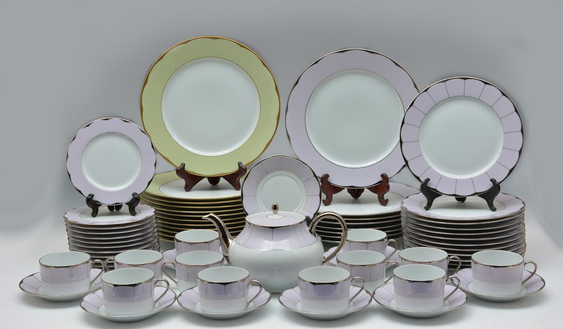 Haviland Illusions Dinnerware, Barbara Berry,: Haviland Illusions Dinnerware, Barbara Berry, to include: 8 dinner plates, 10 7/8"; 12 bread plates, 6 1/4"; 12 luncheon plates, 8 1/2"; 12 cups and saucers, 5 5/8" saucers; 1 teapot, 6"t x 10"w. All