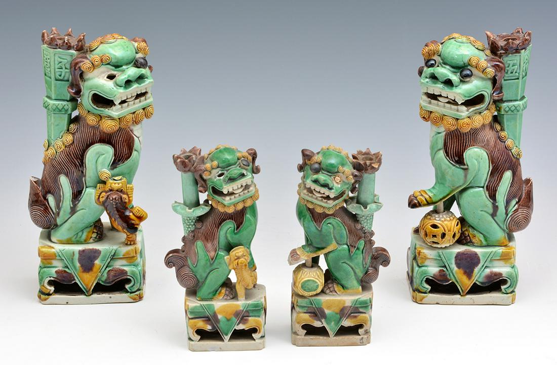 Sancai Glazed Buddhist Lion Form Incense Holders (1 of 3)