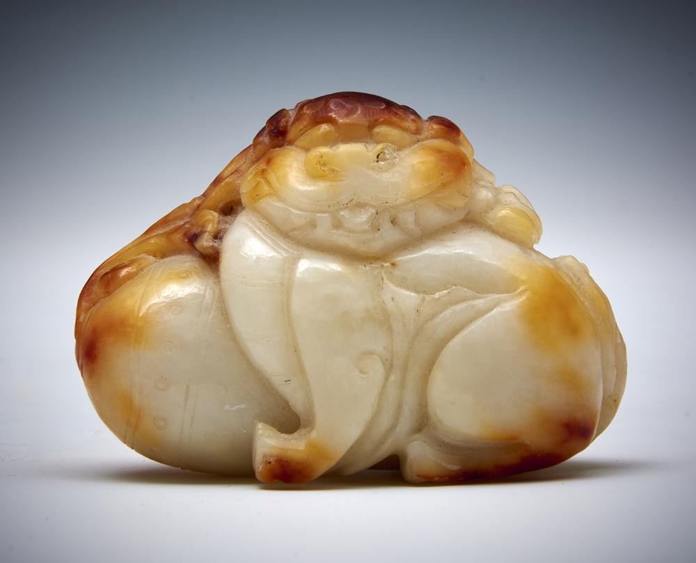 Chinese jade river pebble, carved mythical creature (1 of 3)