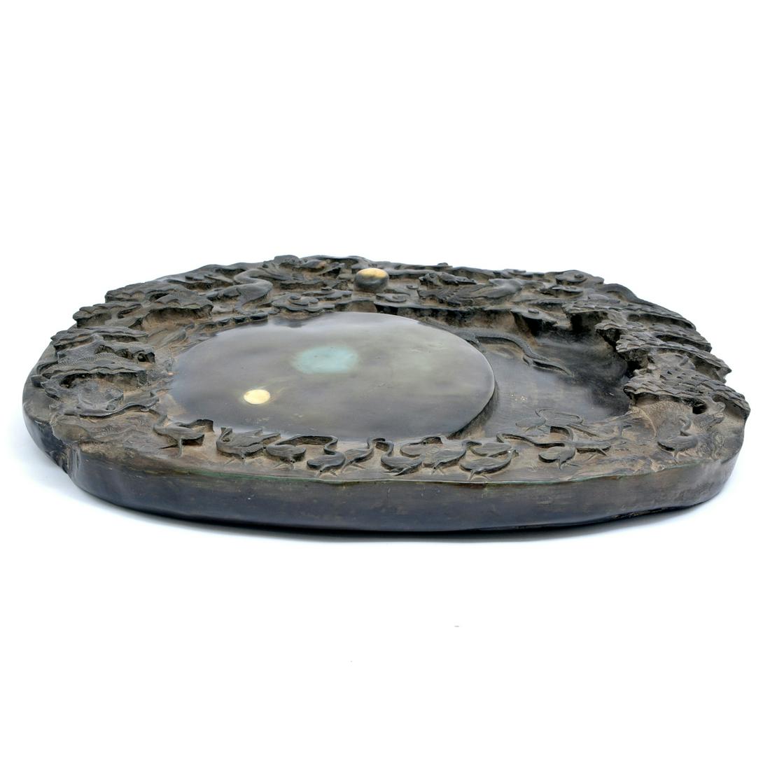 Large Chinese "Inkstone", dragons & phoenix, 19"w (1 of 3)