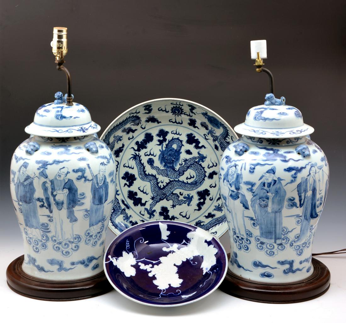 Lot of Chinese porcelain, lamps & dishes (1 of 1)