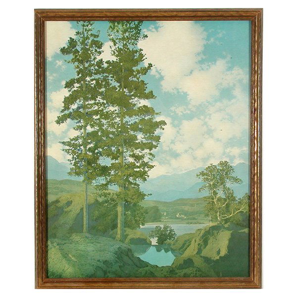 Maxfield Parrish Print, Thy Templed Hills: PRINT. Maxfield Parrish, Thy Templed Hills, print, 22" x 18" viewed, good condition.