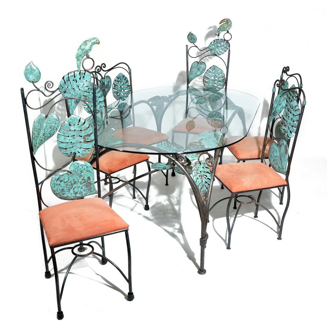 Emilia Castillo 7-piece patinated metal dining set (1 of 11)