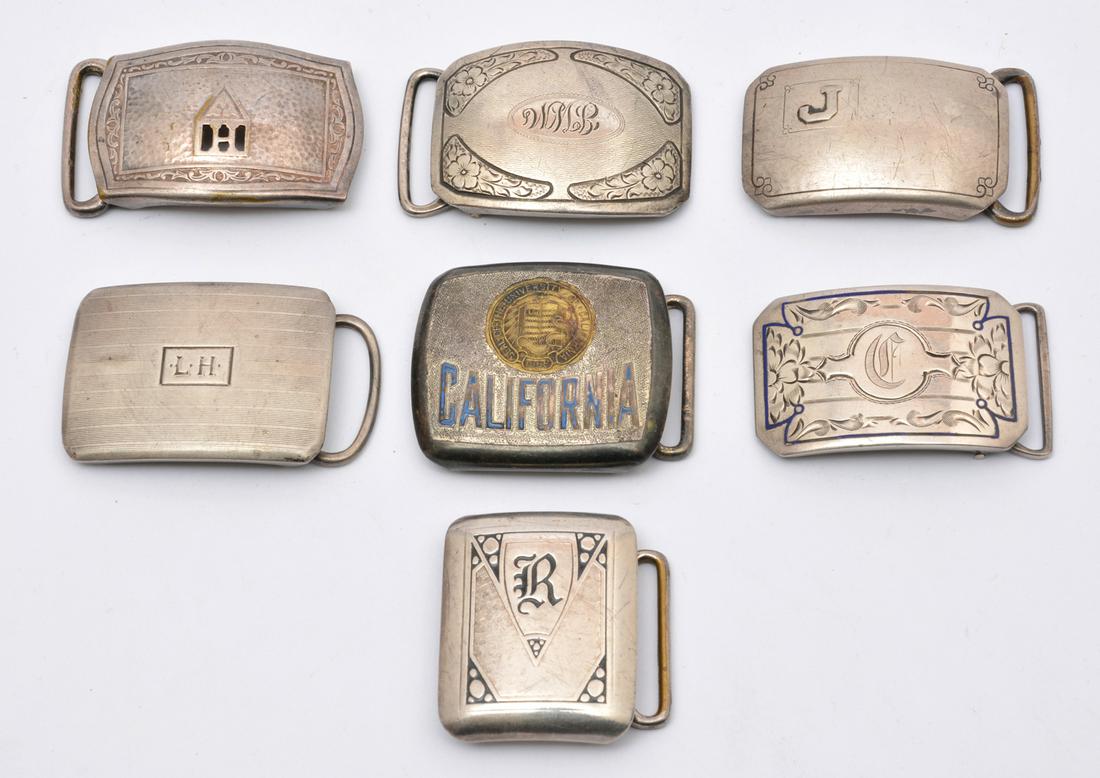 7 Belt Buckles. 4 Marked "Hickok"; 5 Marked Sterling. (1 of 2)