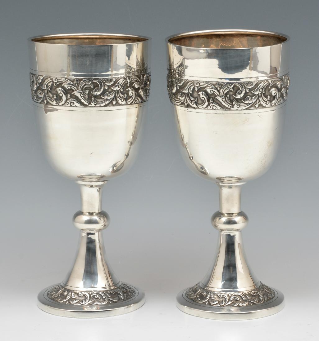 Pair of Sterling Silver Goblets with repousse band (1 of 3)