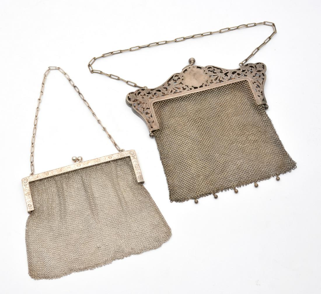 2 Victorian silver mesh purses. 1 sterling, 1 German (1 of 1)
